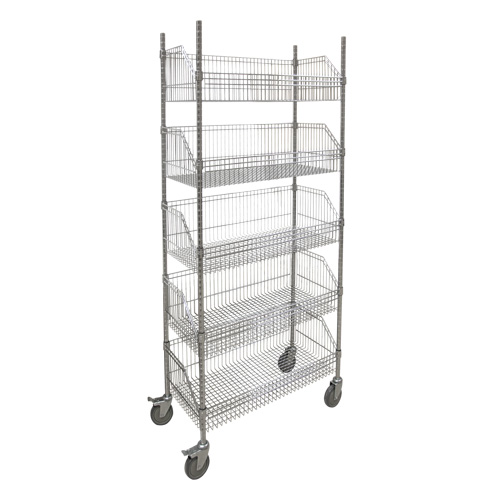 Wire Basket Shelving Cart, 5 Tiers, 48" W x 80" H x 24" D Toolneeds Inc.