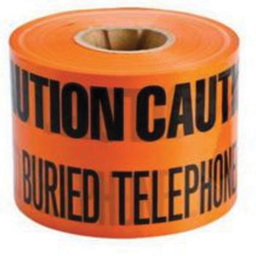 "Buried Telephone Line" Identoline&reg; Underground Warning Tape, 6" W x 1000' L, Black on Orange Toolneeds Inc.