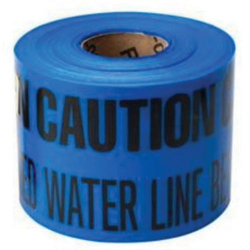 Ruban d'avertissement de danger souterrain Buried Water Line Identoline, 6" la x 1000' lo, Noir sur bleu Toolneeds Inc.