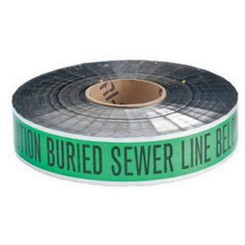 "Sewer Line" Identoline&reg; Underground Warning Tape, 2" W x 1000' L, Black on Green Toolneeds Inc.