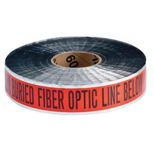 Ruban d'avertissement de danger souterrain Fiber Optic Line Identoline, 2" la x 1000' lo, Noir/orange Toolneeds Inc.