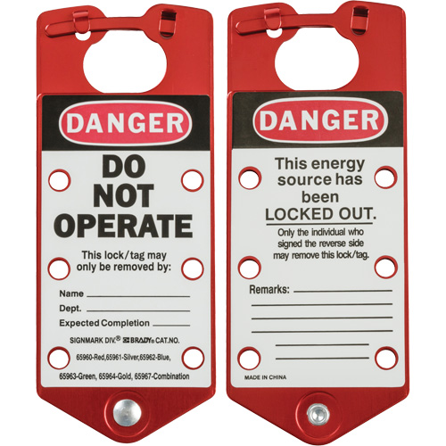 Moraillon de verrouillage &eacute;tiquet&eacute;, Rouge Toolneeds Inc.