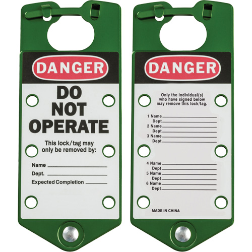 Moraillons de verrouillage &eacute;tiquet&eacute;s, Vert Toolneeds Inc.