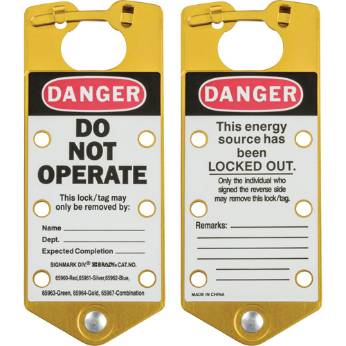 Moraillons de verrouillage &eacute;tiquet&eacute;s, Jaune Toolneeds Inc.