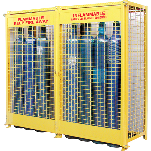 Gas Cylinder Cabinets, 20 Cylinder Capacity, 88" W x 30" D x 74" H, Yellow Toolneeds Inc.