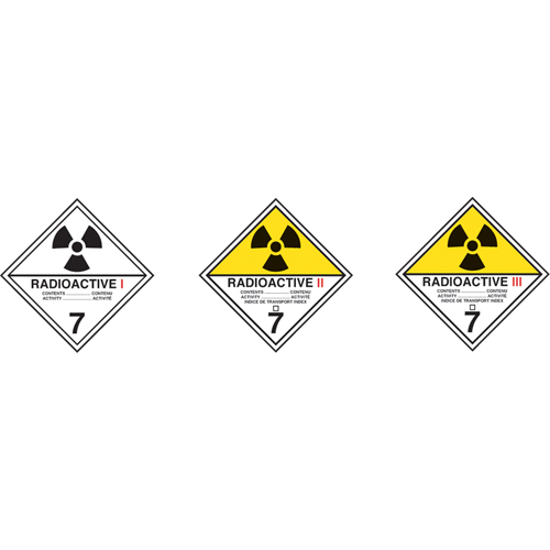 TDG Shipping Labels, Class 7, Radioactive I, Paper Toolneeds Inc.