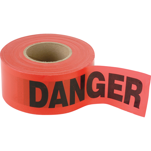 Standard Smaller Barricade Tape, English, 3" W x 300' L, 2 mils, Black on Red Toolneeds Inc.