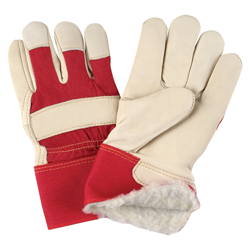 Red & White Premium Winter-Lined Fitters Gloves, Large, Grain Cowhide Palm, Boa Inner Lining Toolneeds Inc.