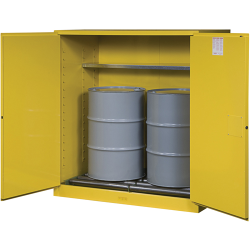 Sure-Grip&reg; EX Vertical Drum Storage Cabinets, 110 US gal. Cap., 2 Drums, Yellow Toolneeds Inc.