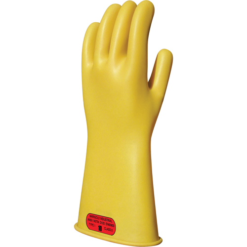 Yellow Natural Rubber Insulating Gloves, ASTM Class 0, Size 8, 11" L Toolneeds Inc.