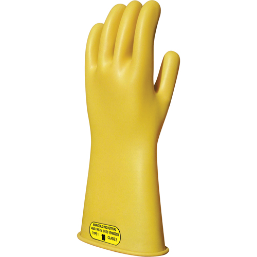 Yellow Natural Rubber Insulating Gloves, ASTM Class 2, Size 8, 14" L Toolneeds Inc.