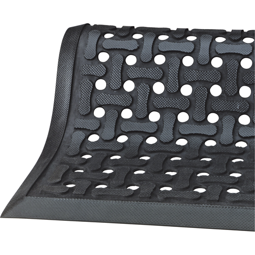 Comfort Flow Mats, Slotted, 2-83/100' x 9-1/12' x 3/8", Black, Nitrile Toolneeds Inc.