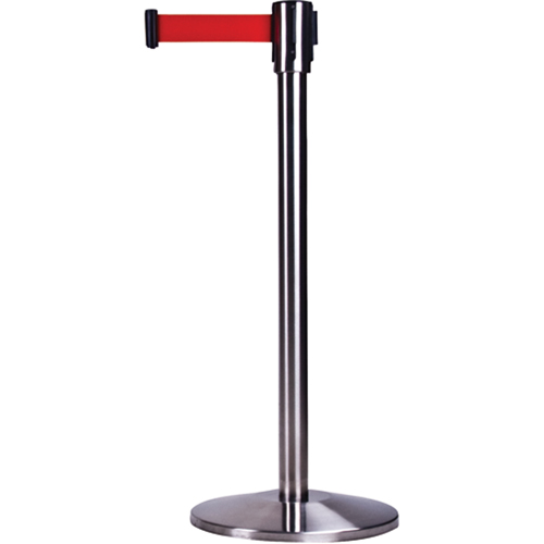 Barri&egrave;res sur pieds pour le contr&ocirc;le des foules, Acier, 35" h, Ruban Rouge, Longueur du ruban 7' Toolneeds Inc.
