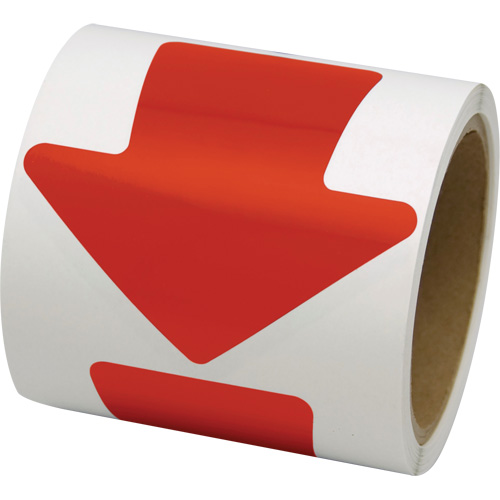 Coloured Floor Marking Decals, Arrow, 4" L x 4" W, Red, Vinyl Toolneeds Inc.