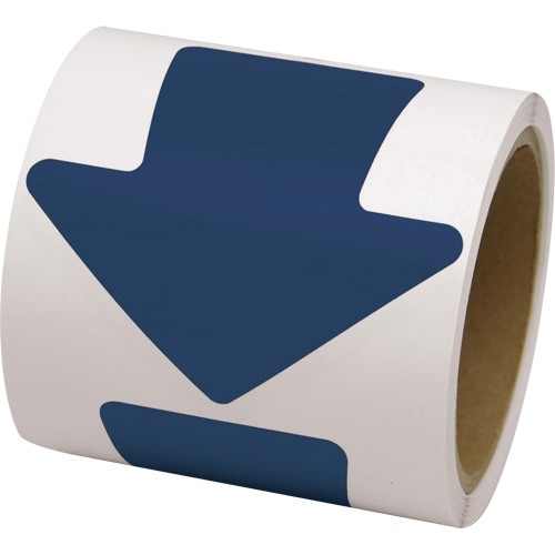 D&eacute;calcomanie en couleur pour le marquage des planchers, Fl&egrave;che, 4" lo x 4" la, Bleu, Vinyle Toolneeds Inc.