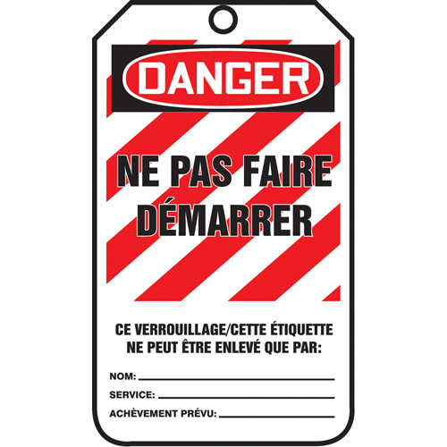 &eacute;tiquettes de verrouillage, Papier cartonn&eacute;, 3-1/8" la x 5-7/8" h, Français Toolneeds Inc.