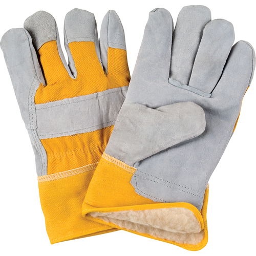 Winter-Lined Fitters Gloves, Large, Split Cowhide Palm, Boa Inner Lining Toolneeds Inc.