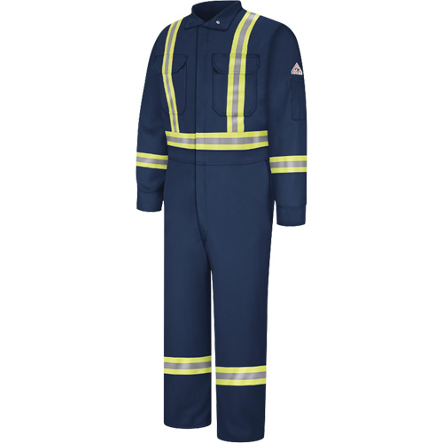 Flame-Resistant Coveralls with Reflective Trim, Size 38, Navy Blue, 12.2 cal/cm² Toolneeds Inc.