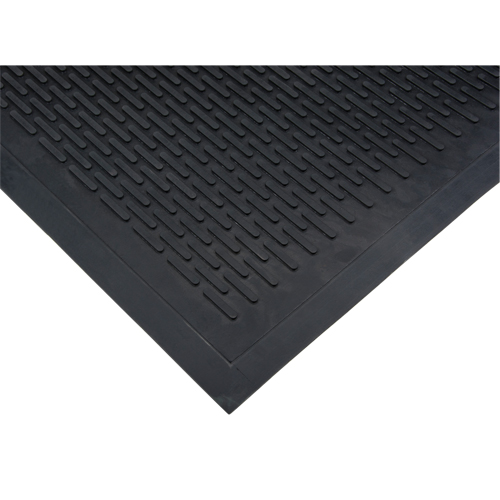 Low-Profile Matting, Rubber, Scraper Type, Solid Pattern, 3' x 5', Black Toolneeds Inc.