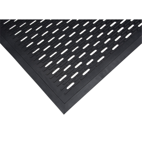 Low-Profile Matting, Rubber, Scraper Type, Slotted Pattern, 3' x 5', Black Toolneeds Inc.