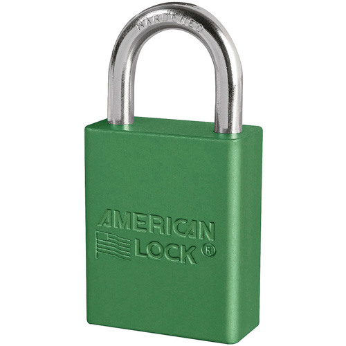 Cadenas de s&eacute;curit&eacute; American Lock, Vert, Cl&eacute;s identiques, Aluminium, Largeur de 1-1/2" Toolneeds Inc.