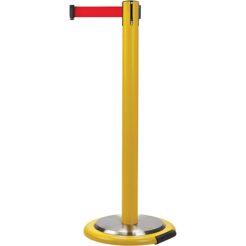 Free-Standing Crowd Control Barrier, Steel, 35" H, Red Tape, 12' Tape Length Toolneeds Inc.