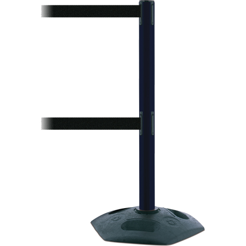 Poteau robuste &agrave; ligne double, Plastique, 38" h, Ruban Noir, Longueur du ruban 7,5' Toolneeds Inc.