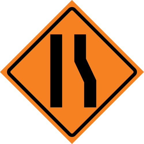 Merge Left Roll-Up Traffic Sign, 29-1/2" x 29-1/2", Vinyl, Pictogram Toolneeds Inc.