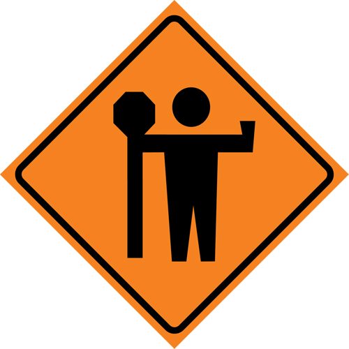 Flagman Roll-Up Sign Traffic Sign, 36" x 36", Vinyl, Pictogram Toolneeds Inc.