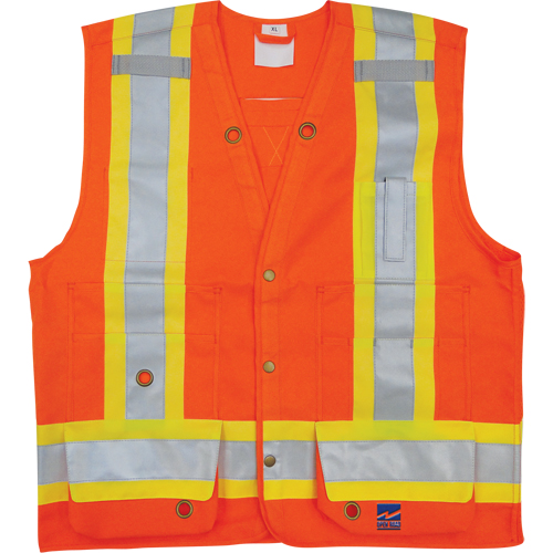 Veste de s&eacute;curit&eacute; pour arpenteur, Orange haute visibilit&eacute;, Petit, Polyester Toolneeds Inc.
