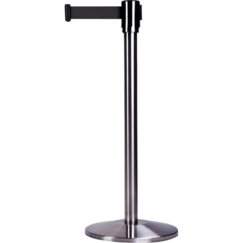 Free-Standing Crowd Control Barrier, Steel, 35" H, Black Tape, 7' Tape Length Toolneeds Inc.