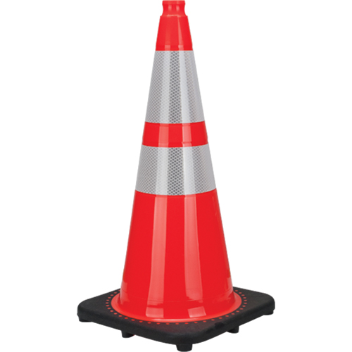 C&ocirc;ne de signalisation de premi&egrave;re qualit&eacute;, 28", Orange, Bande(s) r&eacute;fl&eacute;chissante(s) 4" & 6" Toolneeds Inc.