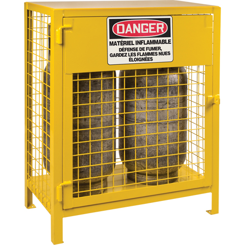 Gas Cylinder Cabinets, 2 Cylinder Capacity, 30" W x 17" D x 37" H, Yellow Toolneeds Inc.