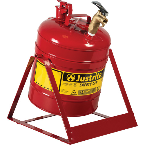 Bidon avec robinet s&eacute;curitaires pour laboratoires, Type I, Acier, 5 gal. US, Rouge, Homologu&eacute; FM Toolneeds Inc.