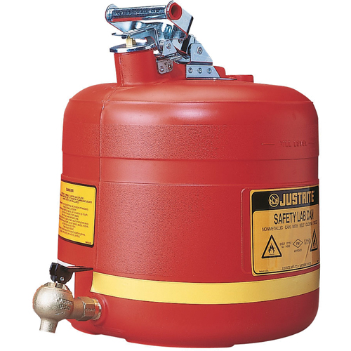Bidon avec robinet s&eacute;curitaires pour laboratoires, Type I, Acier, 5 gal. US, Rouge, Homologu&eacute; FM Toolneeds Inc.