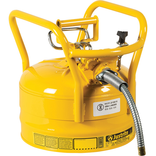 Bidons s&eacute;curitaires D.O.T. de AccuFlow, Type II, Acier, 2,5 gal. US, Jaune, Homologu&eacute; FM Toolneeds Inc.