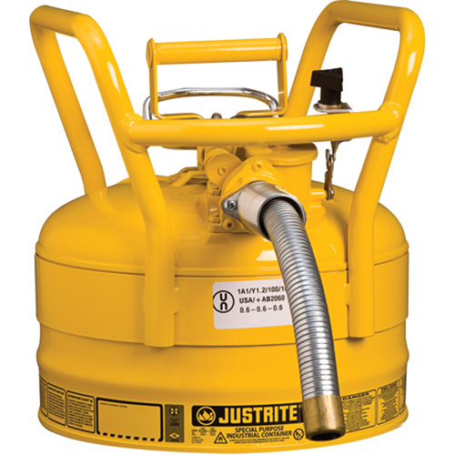 Bidons s&eacute;curitaires D.O.T. de AccuFlow, Type II, Acier, 2,5 gal. US, Jaune, Homologu&eacute; FM Toolneeds Inc.