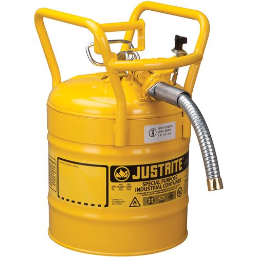 Bidons s&eacute;curitaires D.O.T. de AccuFlow, Type II, Acier, 5 gal. US, Jaune, Homologu&eacute; FM Toolneeds Inc.
