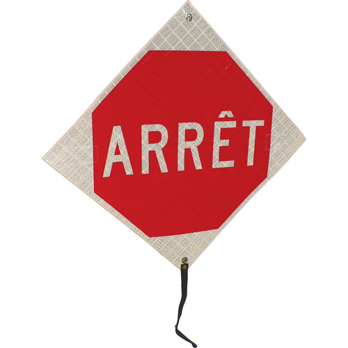 "Arr&ecirc;t" Rolled-Up Traffic Sign, 24" x 24", Vinyl, French Toolneeds Inc.