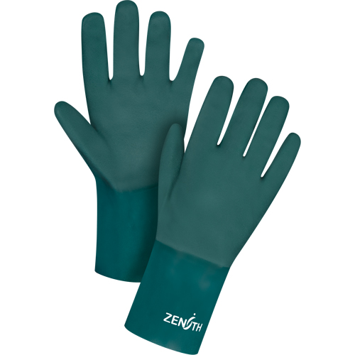 Double Dipped Green Gloves, 12" L, PVC, Cotton Jersey Inner Lining, 70-mil Toolneeds Inc.