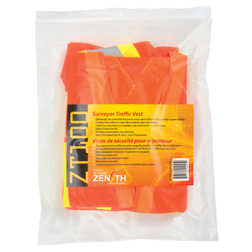 Surveyor's Safety Vest, High Visibility Orange, Large, Polyester Toolneeds Inc.