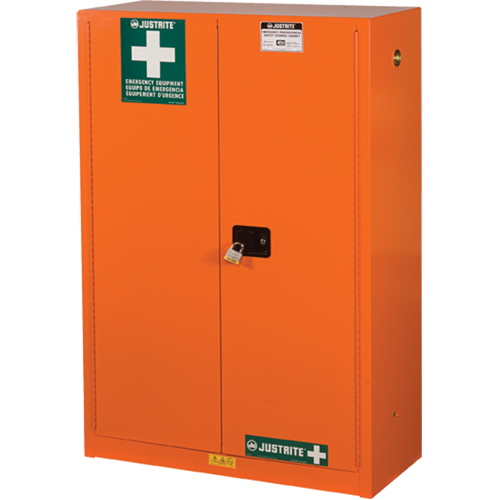 Emergency Preparedness Storage Cabinets, Steel, 4 Shelves, 65" H x 43" W x 18" D, Orange Toolneeds Inc.