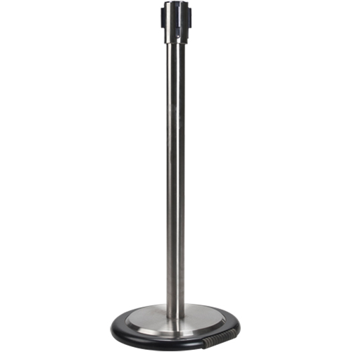 Free-Standing Crowd Control Barrier Receiver Post With Wheels, 35" High, Stainless Toolneeds Inc.