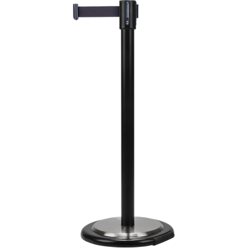 Free-Standing Crowd Control Barrier, Steel, 35" H, Black Tape, 12' Tape Length Toolneeds Inc.
