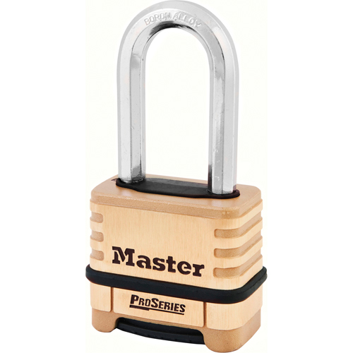 ProSeries&reg; Combination Padlock, Silver, Brass Coating, 2-1/4" Width Toolneeds Inc.