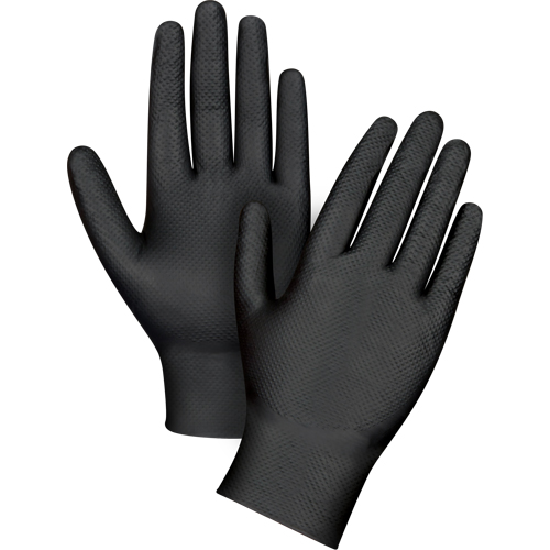 Gants d'examen de poids lourd &agrave; prise tactile, T-petit, Nitrile, 8 mils, Sans poudre, Noir Toolneeds Inc.
