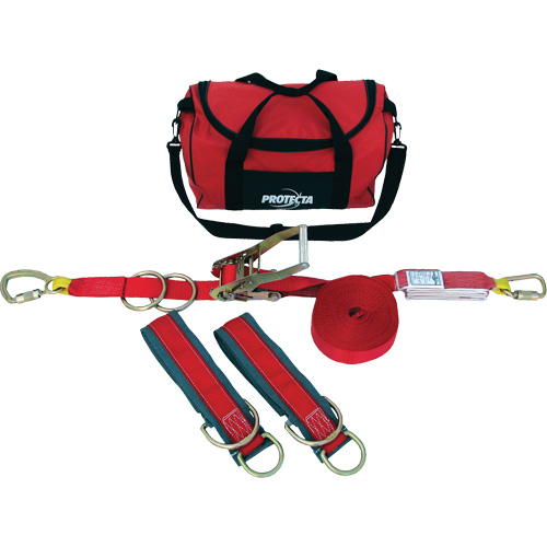 Syst&egrave;me de corde de s&eacute;curit&eacute; horizontale temporaire PRO-Line, 60', Sangles, Pivotant Toolneeds Inc.