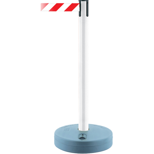 Montant ext&eacute;rieur pour barri&egrave;re TensaBarrier, Plastique, 37" h, Ruban Blanc/Rouge, Longueur du ruban 13' Toolneeds Inc.