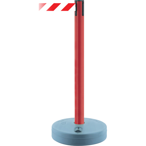 Montant ext&eacute;rieur pour barri&egrave;re TensaBarrier, Plastique, 37" h, Ruban Blanc/Rouge, Longueur du ruban 13' Toolneeds Inc.