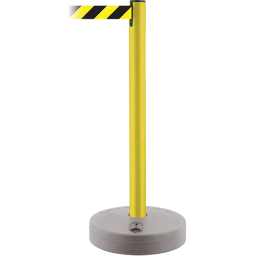 Montant ext&eacute;rieur pour barri&egrave;re TensaBarrier, Plastique, 37" h, Ruban Noir/Jaune, Longueur du ruban 13' Toolneeds Inc.